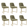 Set of 6 Sage Green Velvet Dining Chairs with Gold Legs - Callie