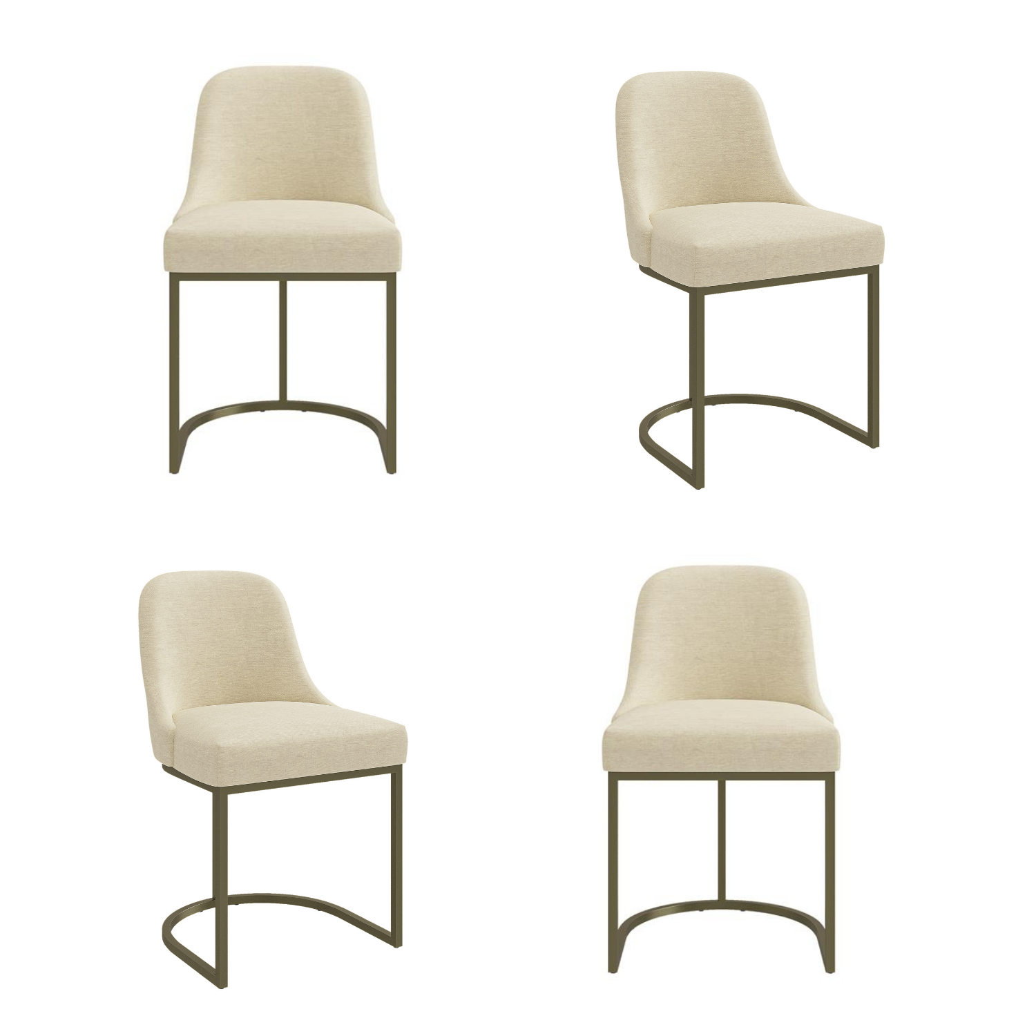 Callie Beige Set Of 4 Upholstered Dining Chairs With Brass Legs