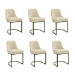 Set of 6 Beige Upholstered Dining Chairs with Brass Legs - Callie