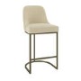 Beige Upholstered Kitchen Stool with Brass Legs - Callie