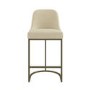 Beige Upholstered Kitchen Stool with Brass Legs - Callie