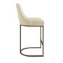 Beige Upholstered Kitchen Stool with Brass Legs - Callie