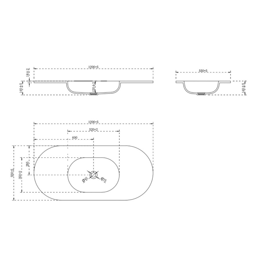 1200mm Oak Wood Effect Wall Hung Vanity Unit with Solid Surface Basin - Cali