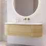 1400mm Oak Wood Effect Wall Hung Vanity Unit with Solid Surface Basin - Cali
