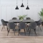 Grey Marble Extendable Dining Table with 8 Grey Velvet Dining Chairs - Camilla