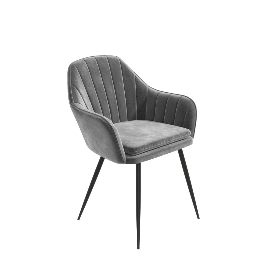 Grey Marble Extendable Dining Table with 8 Grey Velvet Dining Chairs - Camilla