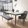 Extendable White Marble Dining Table with 4 Grey Faux Leather Dining Chairs and Matching Bench - Camilla