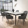 Extendable White Marble Dining Table with 6 Grey Faux Leather Dining Chairs - Camilla