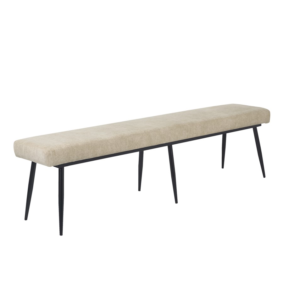 Black Ceramic Marble Extendable Dining Table Set with 4 Beige Fabric Chairs & 1 Bench - Seats 6 - Camilla