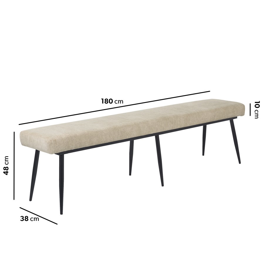 Black Ceramic Marble Extendable Dining Table Set with 4 Beige Fabric Chairs & 1 Bench - Seats 6 - Camilla