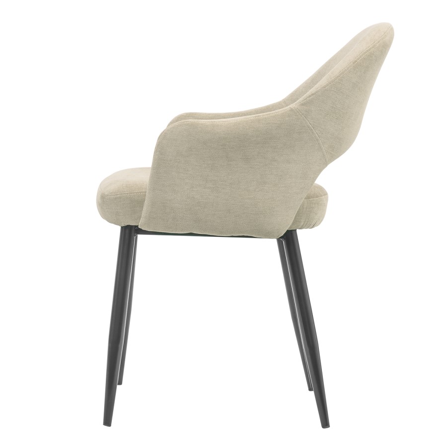 Black Ceramic Marble Extendable Dining Table Set with 4 Beige Fabric Chairs & 1 Bench - Seats 6 - Camilla