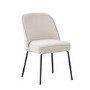 Set of 4 Beige Upholstered Dining Chairs with Piped Detail - Leighton