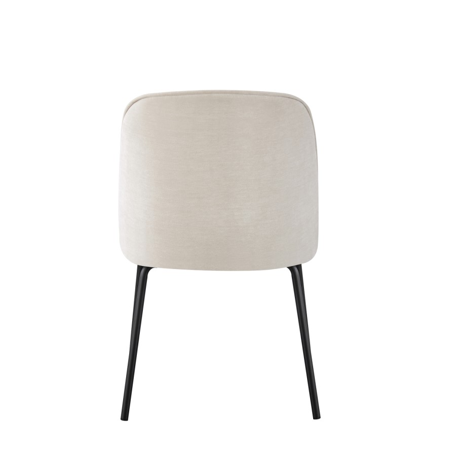 Set of 4 Beige Upholstered Dining Chairs with Piped Detail - Leighton