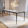 Ceramic Extendable Dining Table Set with 6 Beige Fabric Dining Chairs - Seats 6 - Camilla