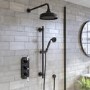 Black Dual Outlet Wall Mounted Thermostatic Mixer Shower with Hand Shower - Cambridge