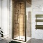 Brushed Brass 6mm Glass Square Bifold Shower Enclosure 800x800mm - Carina