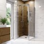 Chrome 6mm Glass Square Hinged Shower Enclosure with Low Profile Shower Tray 900mm - Carina