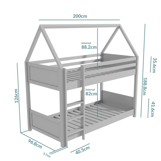 House Bunk Bed in Grey - Coco