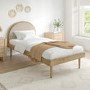 Single Wooden Bed Frame with Beige Linen Headboard - Cara