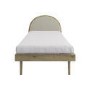 Single Wooden Bed Frame with Beige Linen Headboard - Cara