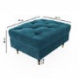 Buttoned Velvet Armchair with Matching Footstool in Teal - Cole