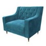 Buttoned Velvet Armchair with Matching Footstool in Teal - Cole