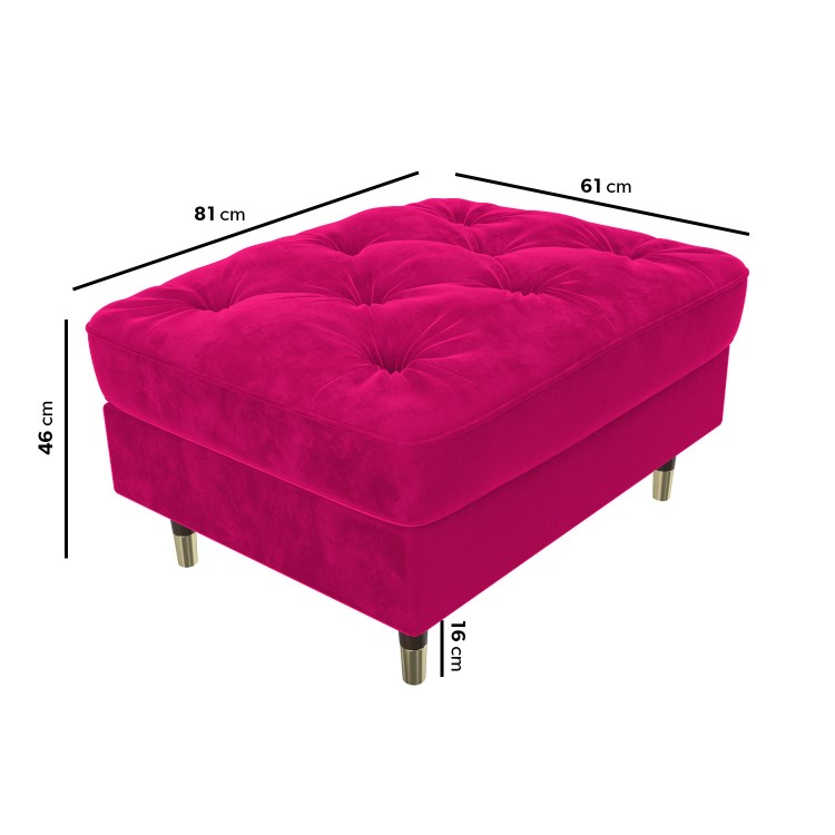 Hot Pink Velvet Armchair with Matching Footstool - Cole