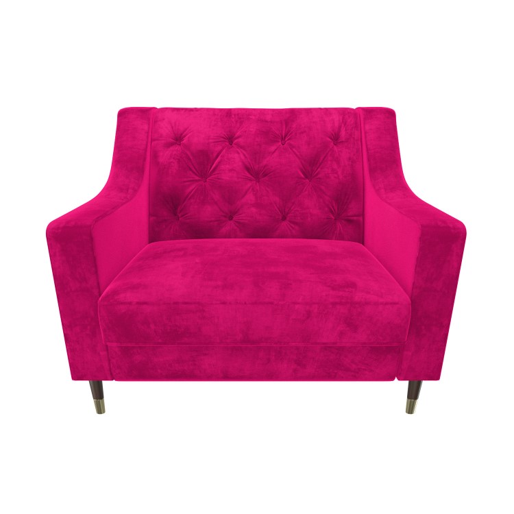 Hot Pink Velvet Armchair with Matching Footstool - Cole