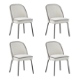 Set of 4 Cream Fabric Dining Chairs with Black Piped Detail - Celia