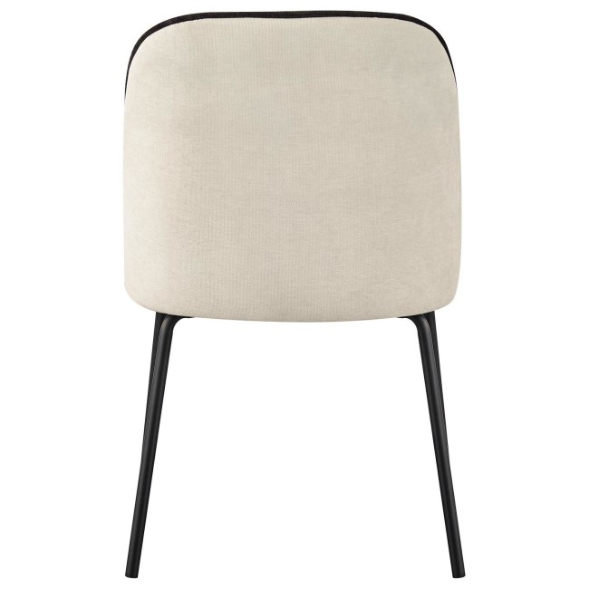 Set of 4 Cream Fabric Dining Chairs with Contrast Piped Detail - Celia