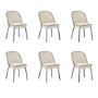 Set of 6 Cream Upholstered Curved Dining Chairs - Celia
