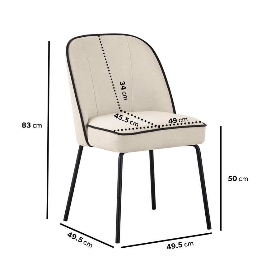 ALMOST PERFECT - Set of 2 Cream Upholstered Dining Chairs - Celia