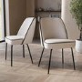 Set of 6 Cream Upholstered Curved Dining Chairs - Celia