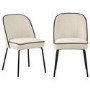 Set of 6 Cream Upholstered Curved Dining Chairs - Celia