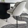 Set of 6 Cream Upholstered Curved Dining Chairs - Celia