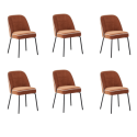 BUN/CEA002/96495 Set of 6 Burnt Orange Upholstered Curved Dining Chairs - Celia