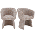 BUN/CER001/96071 Set of 2 Multi Coloured Upholstered Curved Tub Swivel Dining Chairs - Cher