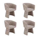 BUN/CER001/96072 Set of 4 Multi Coloured Upholstered Curved Tub Swivel Dining Chairs - Cher