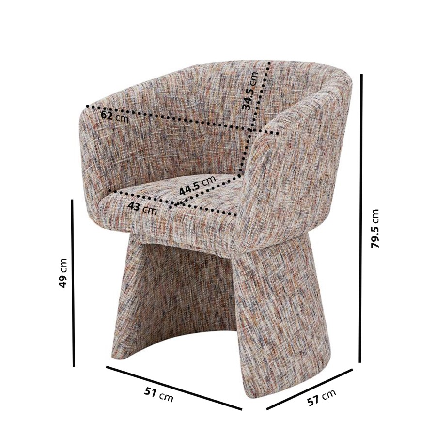 Set of 4 Multi Coloured Upholstered Curved Tub Swivel Dining Chairs - Cher