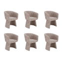 BUN/CER001/96073 Set of 6 Multi Coloured Upholstered Curved Tub Swivel Dining Chairs - Cher