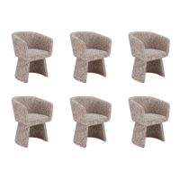 Set of 6 Multi Coloured Upholstered Curved Tub Swivel Dining Chairs - Cher Set of 6 Multi Coloured Upholstered Curved Tub Swivel Dining Chairs - Cher