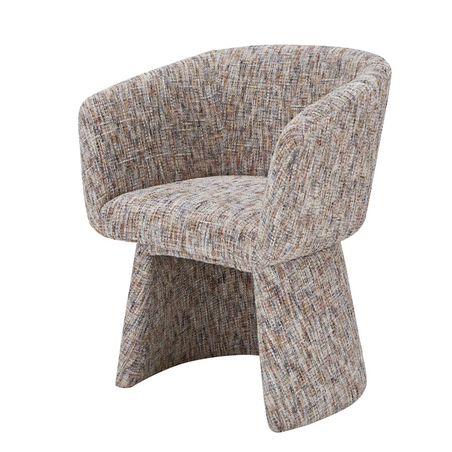 Set of 2 Curved Tub Swivel Dining Chairs in Multi Coloured Fabric - Cher