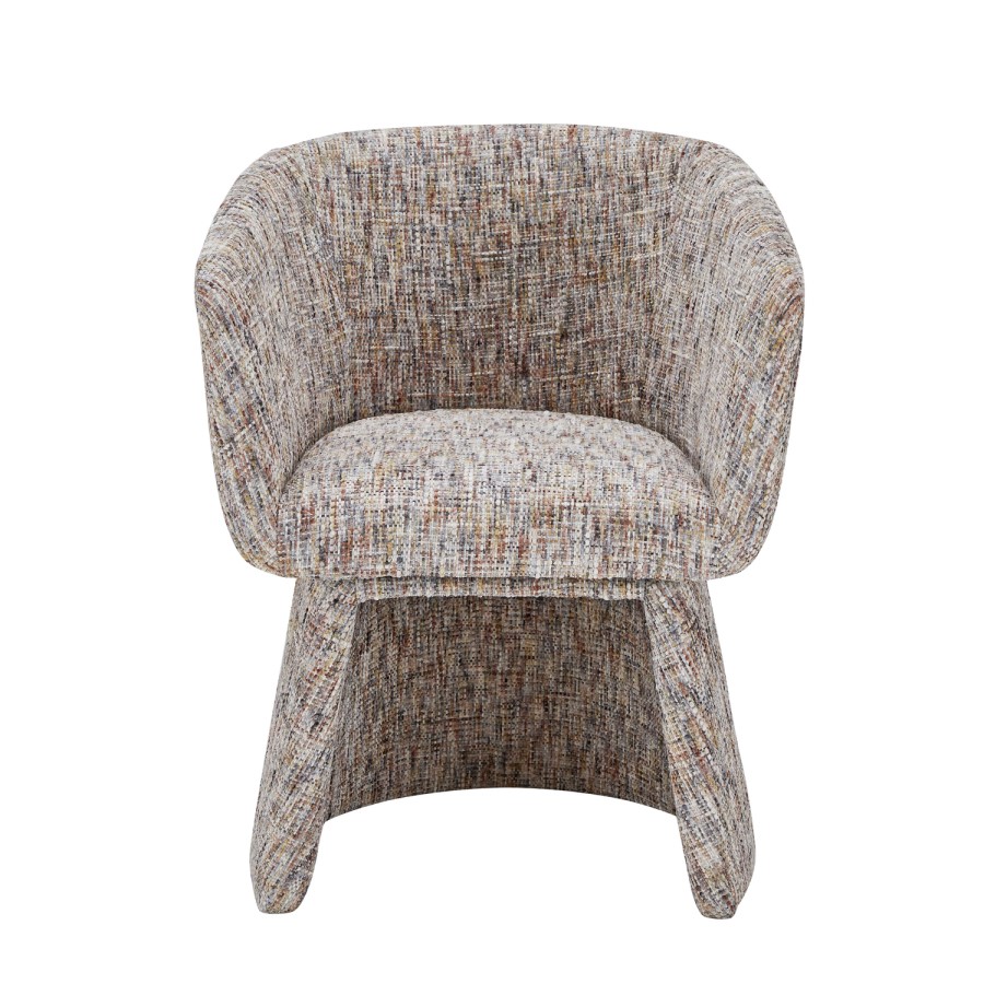 Set of 2 Curved Tub Swivel Dining Chairs in Multi Coloured Fabric - Cher