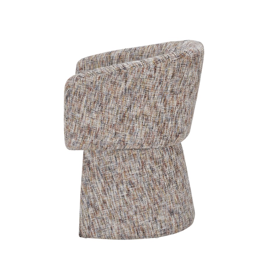 Set of 2 Curved Tub Swivel Dining Chairs in Multi Coloured Fabric - Cher