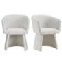 Set of 2 Cream Upholstered Curved Tub Swivel Dining Chairs - Cher