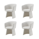 BUN/CER002/96644 Set of 4 Cream Upholstered Curved Tub Swivel Dining Chairs - Cher