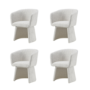 Set of 4 Cream Upholstered Curved Tub Swivel Dining Chairs - Cher