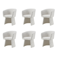 Set of 6 Cream Upholstered Curved Tub Swivel Dining Chairs - Cher
