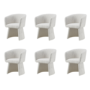 Set of 6 Cream Upholstered Curved Tub Swivel Dining Chairs - Cher