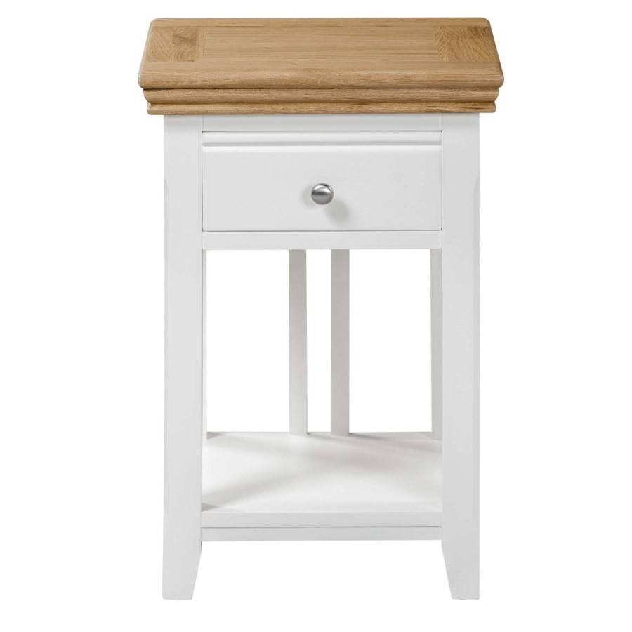 Charleston Pair of Two Tone Bedside Table in Solid Oak and Painted Cream 